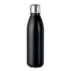 Branded Glass Bottle with Steel Lid - 650ml in Black