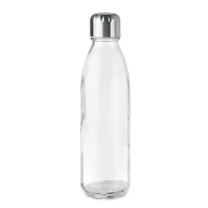 Branded Glass Bottle with Steel Lid - 650ml in White