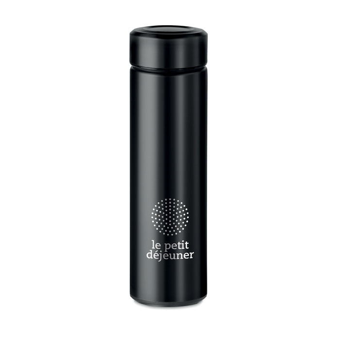 Branded Vacuum Flask with Tea Infuser - 425ml in Black