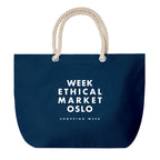 Branded Beach Bag with Cord Handle in Blue