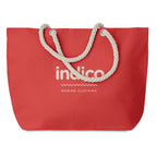 Branded Beach Bag with Cord Handle in Red