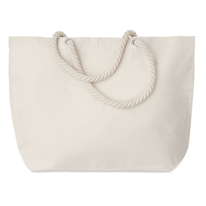 Branded Beach Bag with Cord Handle in Brown