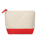 Branded Bicolour Cotton Cosmetic Bag in Red