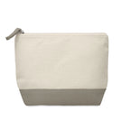 Branded Bicolour Cotton Cosmetic Bag in Grey