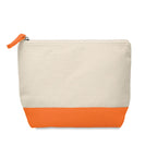 Branded Bicolour Cotton Cosmetic Bag in Orange