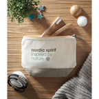 Branded Bicolour Cotton Cosmetic Bag in use