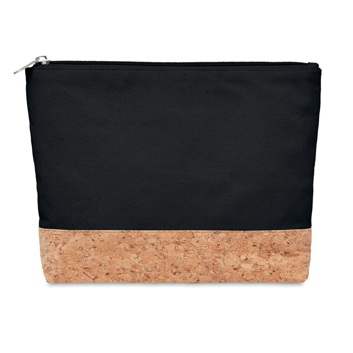 Branded Cork and Cotton Cosmetic Bag in Black