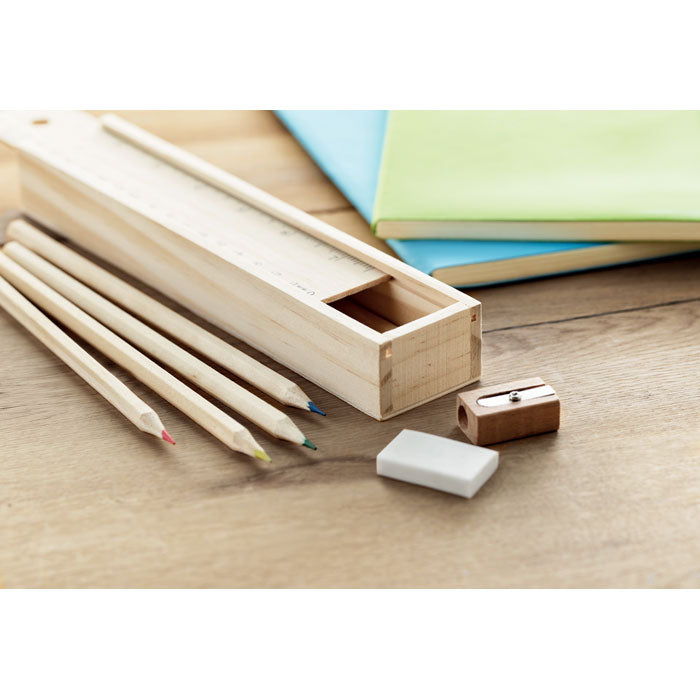 Branded 12 Piece Stationery Set in Wooden Box in use