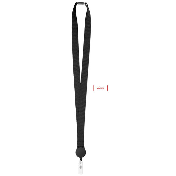 Branded Lanyard with Retractable Badge Holder in Black