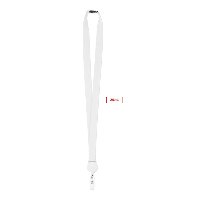 Branded Lanyard with Retractable Badge Holder in White