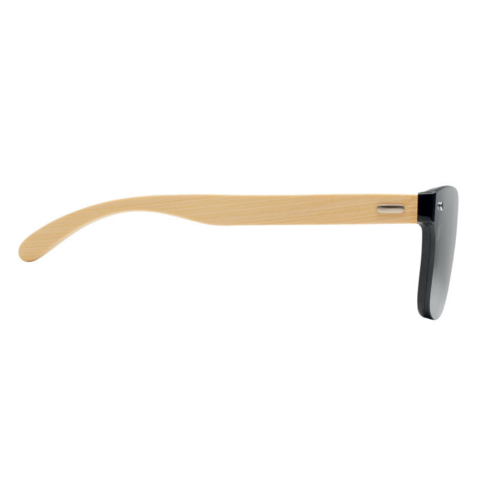 Branded Bamboo Arm Sunglasses with Mirrored Lenses without branding