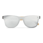 Branded Bamboo Arm Sunglasses with Mirrored Lenses without branding