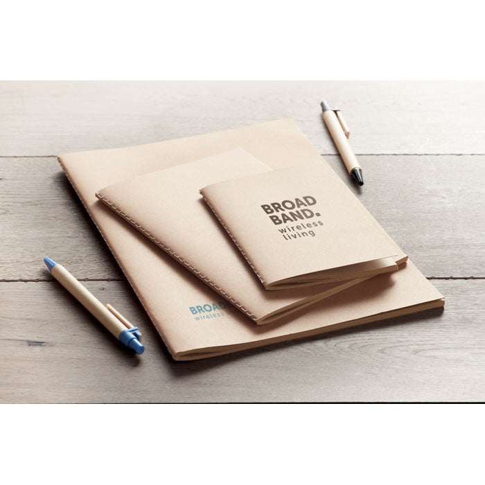 Branded A6 Recycled Carton Cover Notebook - Plain in use