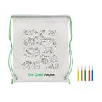 Branded Non-Woven Kids Bag with Colouring Pens in Green