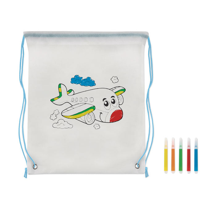 Branded Non-Woven Kids Bag with Colouring Pens without branding