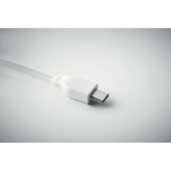 Branded Bamboo 3 in 1 Charging Cable Key Ring without branding