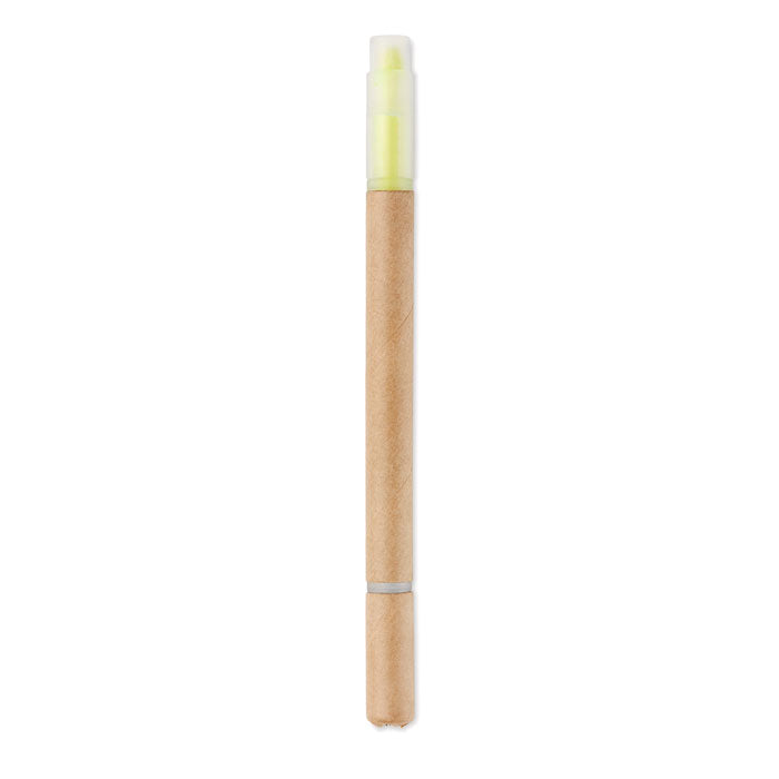 Branded 2-in-1 pen and highlighter, back view