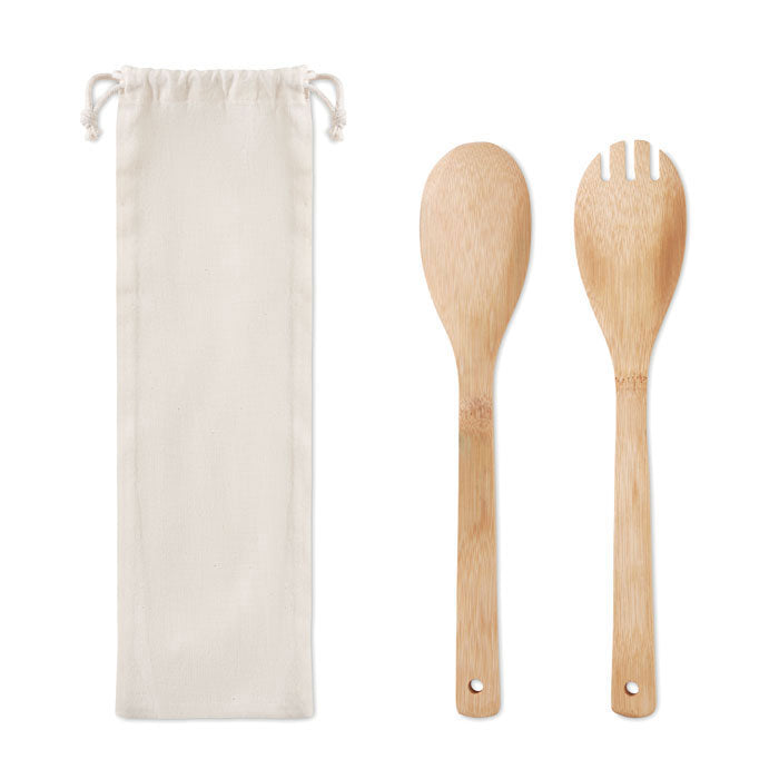 Branded Bamboo Salad Utensil Set