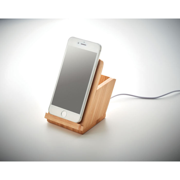 Branded Bamboo Phone & Pen Holder without branding