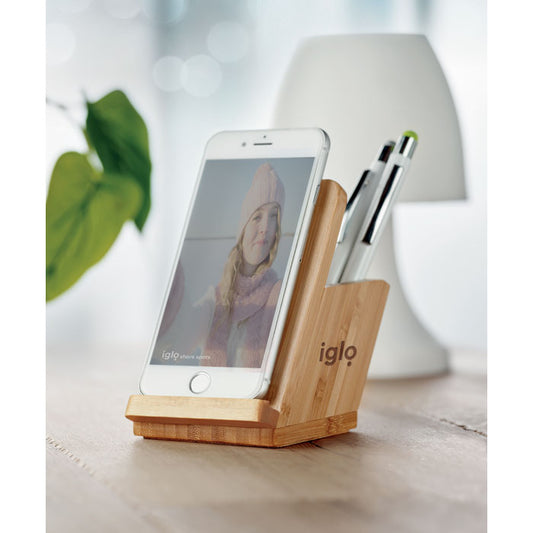 Bamboo Phone & Pen Holder