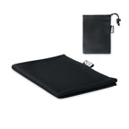 Branded RPET Sports Towel with Pouch in Black