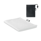 Branded RPET Sports Towel with Pouch in White