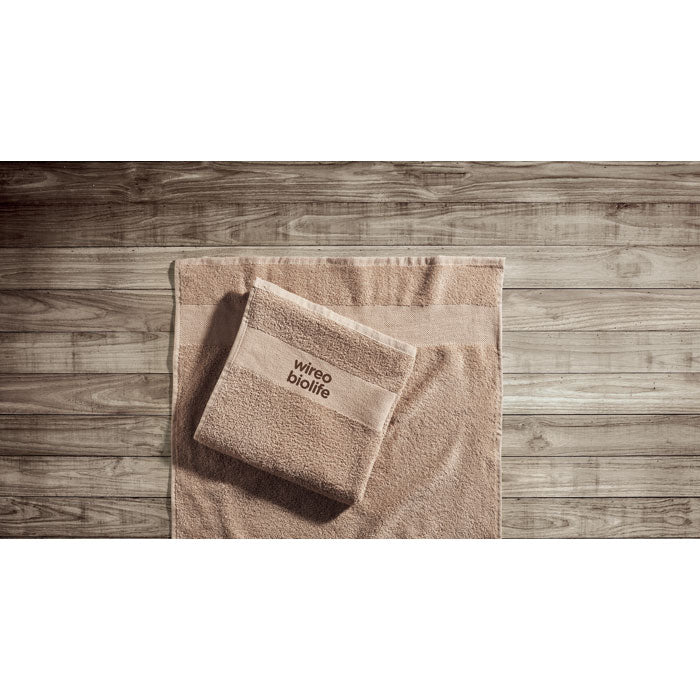Branded Organic Cotton Terry Towel 100 x 50cm in use