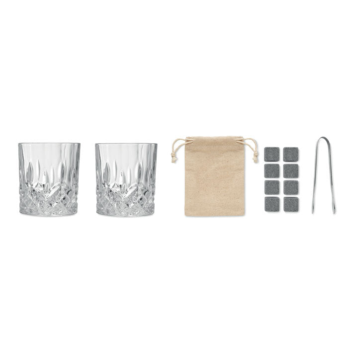 Branded Whisky Glass Set in Bamboo Box without branding