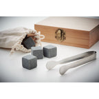 Branded 9 Stone Ice Cubes in Bamboo Box with Tongs without branding