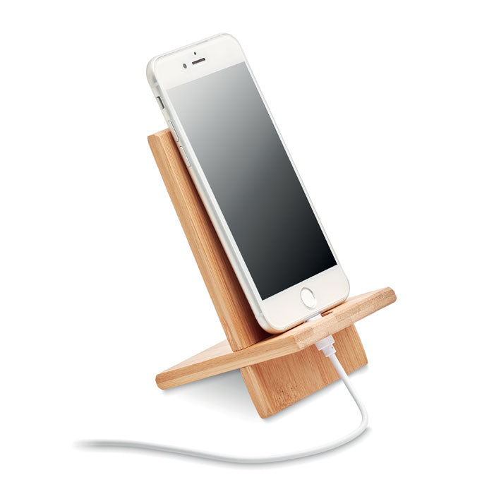 Branded 2 Part Bamboo Phone Stand without branding
