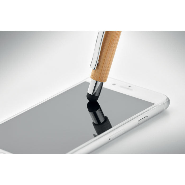 Branded Bamboo Stylus Ball Pen with Chrome Fittings without branding