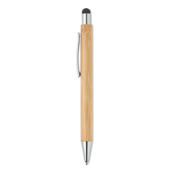 Branded Bamboo Stylus Ball Pen with Chrome Fittings without branding