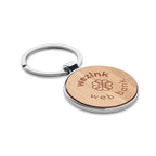 Branded Round Zinc Alloy Key Ring with Bamboo
