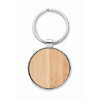 Branded Round Zinc Alloy Key Ring with Bamboo without branding