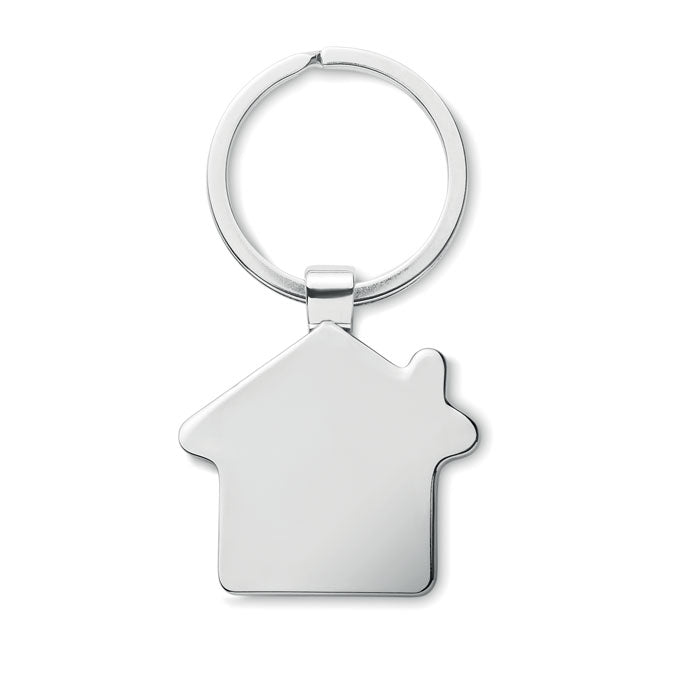 Branded House Shaped Zinc Alloy Key Ring with Bamboo without branding