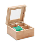 Branded Bamboo Tea Box with Glass Lid without branding