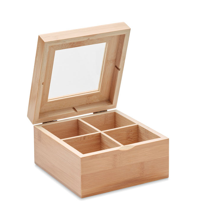 Branded Bamboo Tea Box with Glass Lid