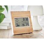 Branded Weather Station with Bamboo Front in use