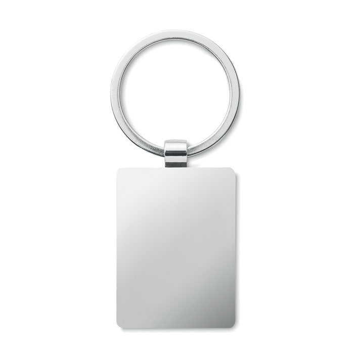 Branded Rectangular Zinc Alloy Key Ring with Bamboo without branding