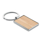 Branded Rectangular Zinc Alloy Key Ring with Bamboo