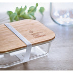 Branded Glass Lunch Box with Bamboo Lid 800ml without branding