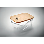 Branded Glass Lunch Box with Bamboo Lid 800ml without branding