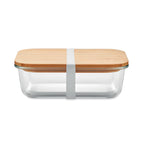 Branded Glass Lunch Box with Bamboo Lid 800ml without branding