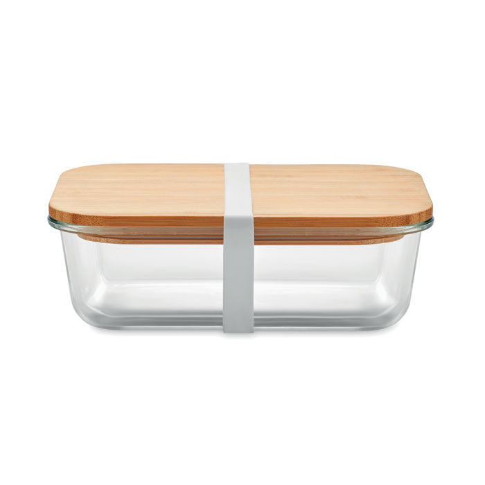 Branded Glass Lunch Box with Bamboo Lid 800ml without branding