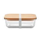 Branded Glass Lunch Box with Bamboo Lid 800ml