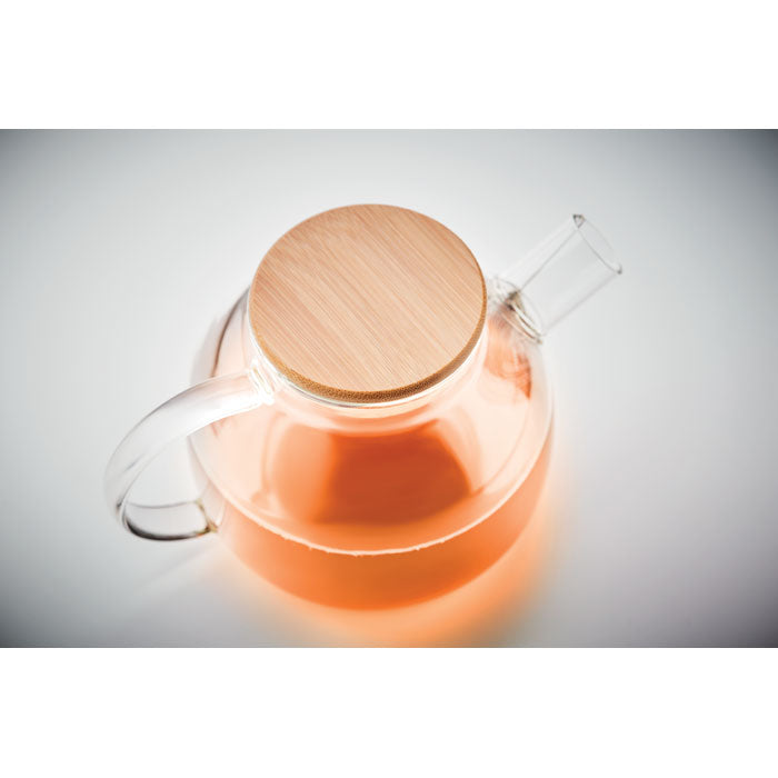 Branded Borosilicate Glass Teapot 850ml with Bamboo Lid without branding