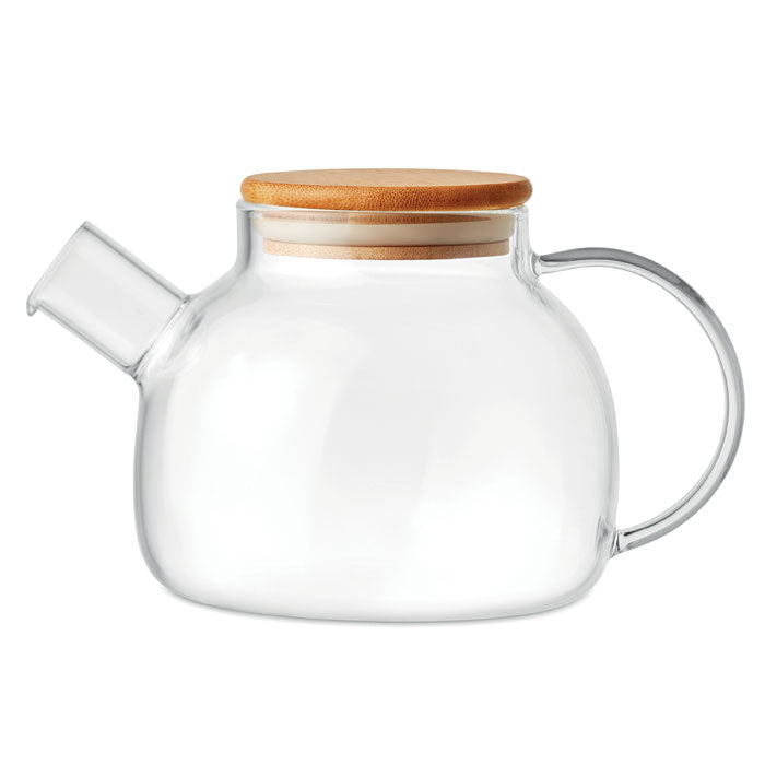 Branded Borosilicate Glass Teapot 850ml with Bamboo Lid without branding