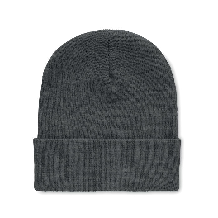 Branded RPET Beanie with Cuff in Black