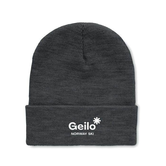 Branded RPET Beanie with Cuff in Grey
