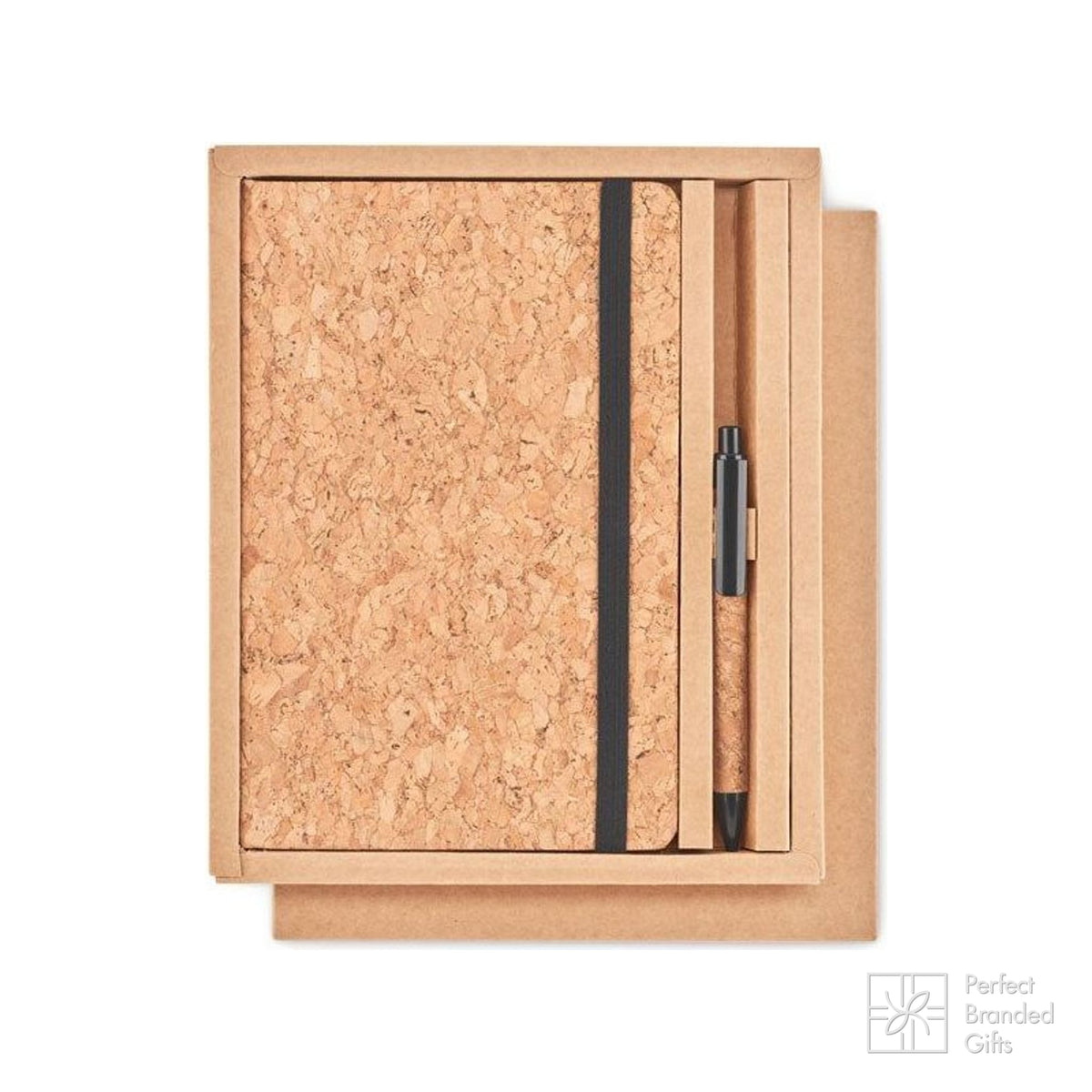 Branded A5 Cork Notebook with Pen in Gift Box